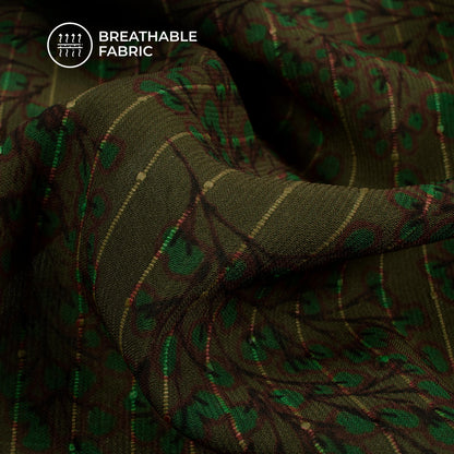 Juniper Green Leaf Geometric Digital Print Chiffon Sparkle Fabric