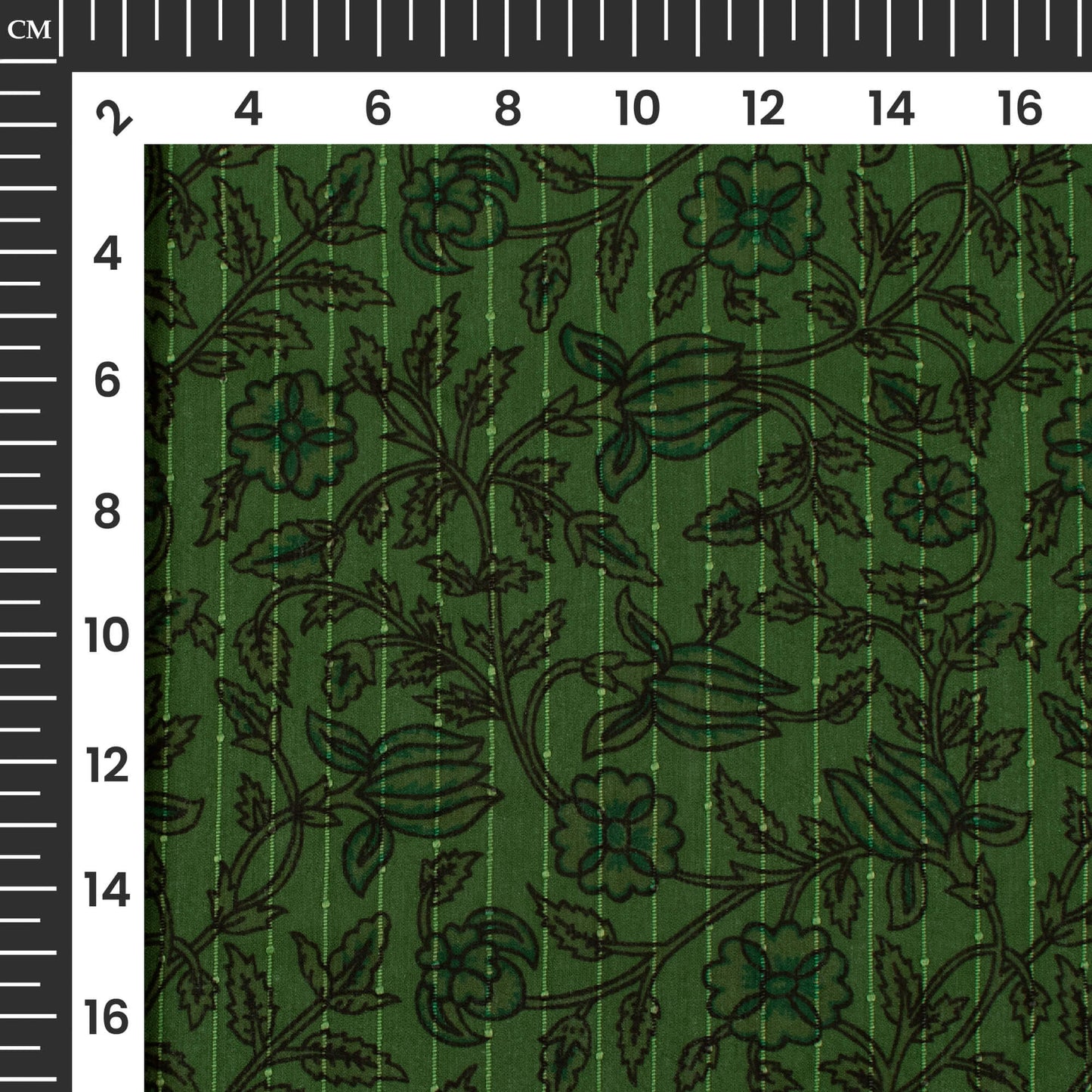 Forest Green Floral Digital Print Chiffon Sparkle Fabric