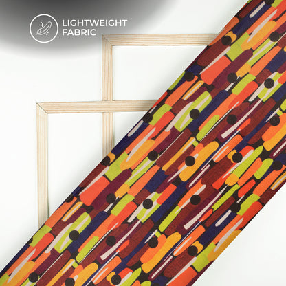 Multi Color Abstract Digital Print Organza Satin Fabric