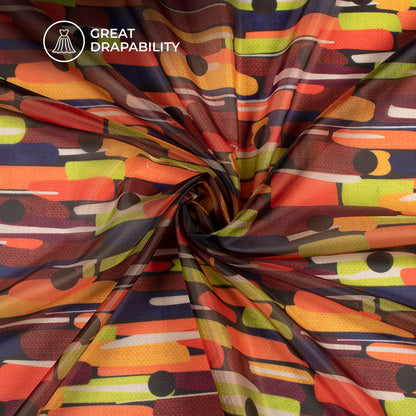 Multi Color Abstract Digital Print Organza Satin Fabric