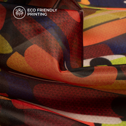 Multi Color Abstract Digital Print Organza Satin Fabric