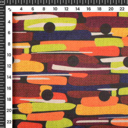 Multi Color Abstract Digital Print Organza Satin Fabric