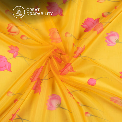 Beautiful Pichwaii Floral Digital Print Organza Satin Fabric