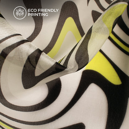 Stylish Geometric Digital Print Organza Satin Fabric
