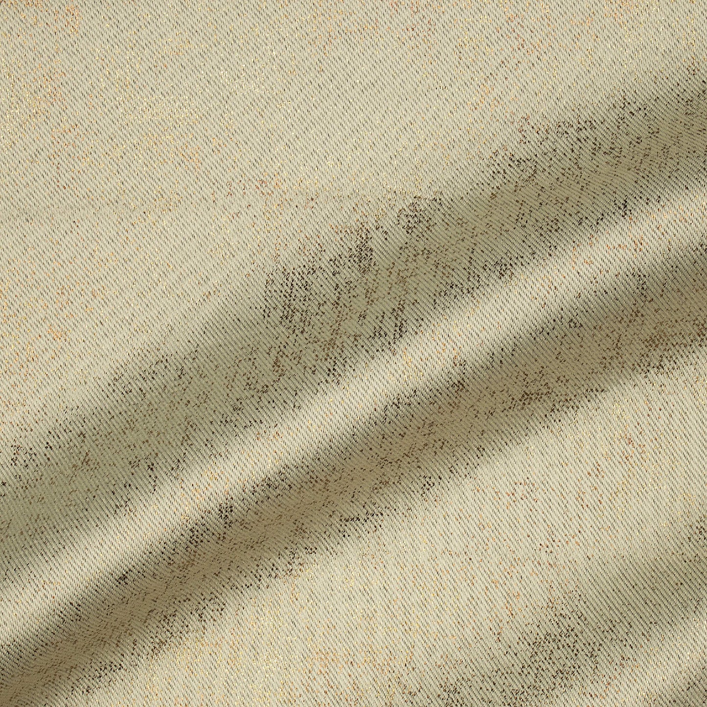 Beige Geometric Pattern Golden Foil Premium Curtain Fabric (Width 54 Inches)
