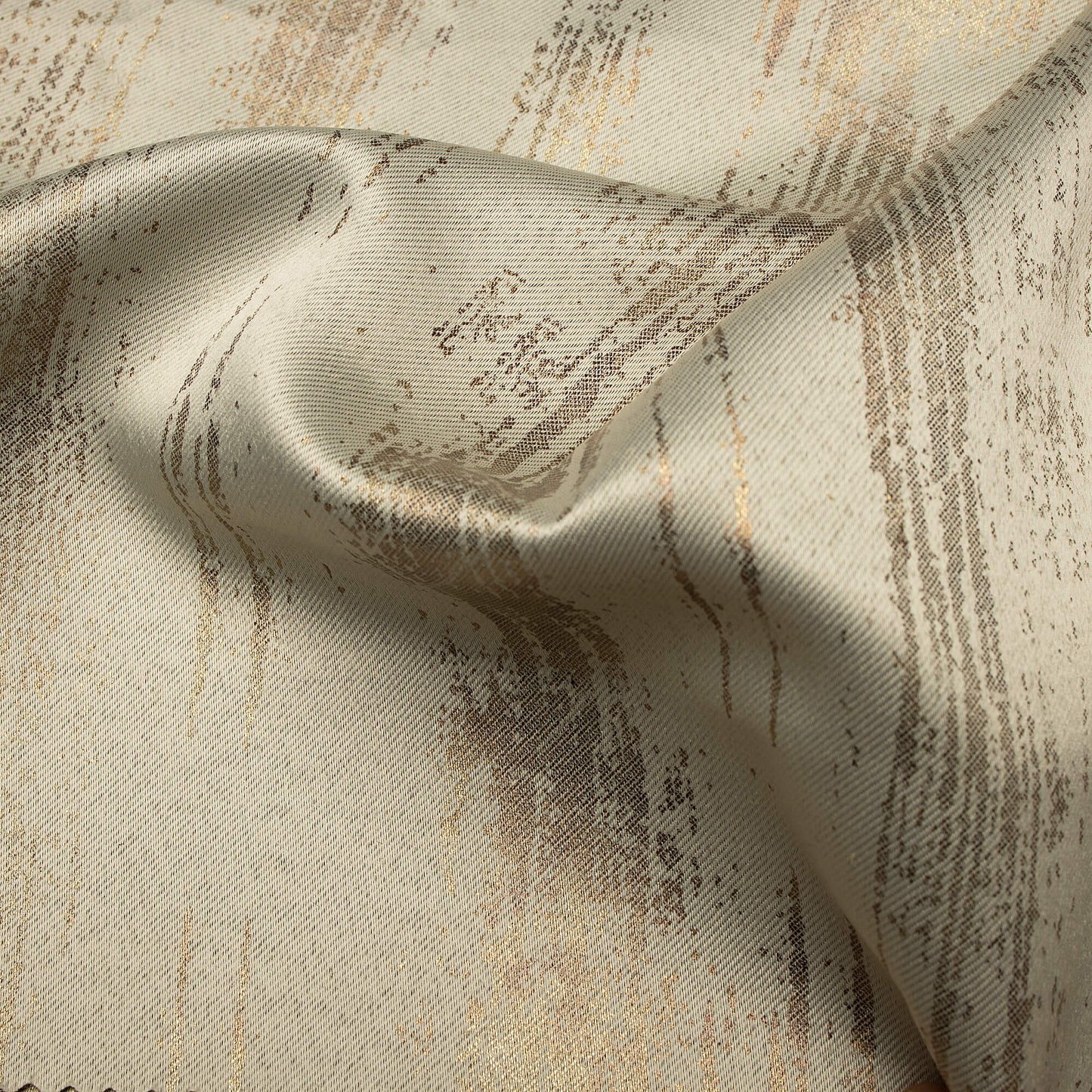 Beige Texture Pattern Golden Foil Premium Curtain Fabric (Width 54 Inches)