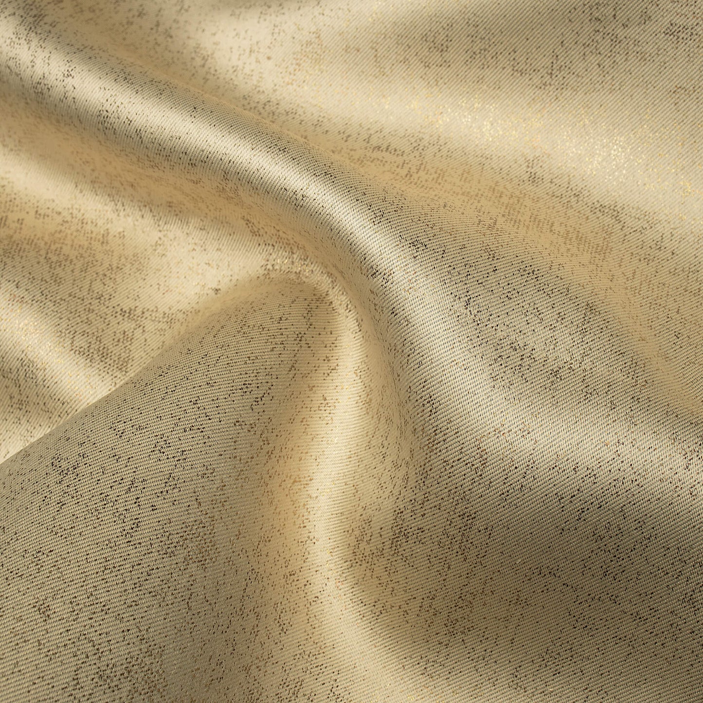 Oat Beige Geometric Pattern Golden Foil Premium Curtain Fabric (Width 54 Inches)