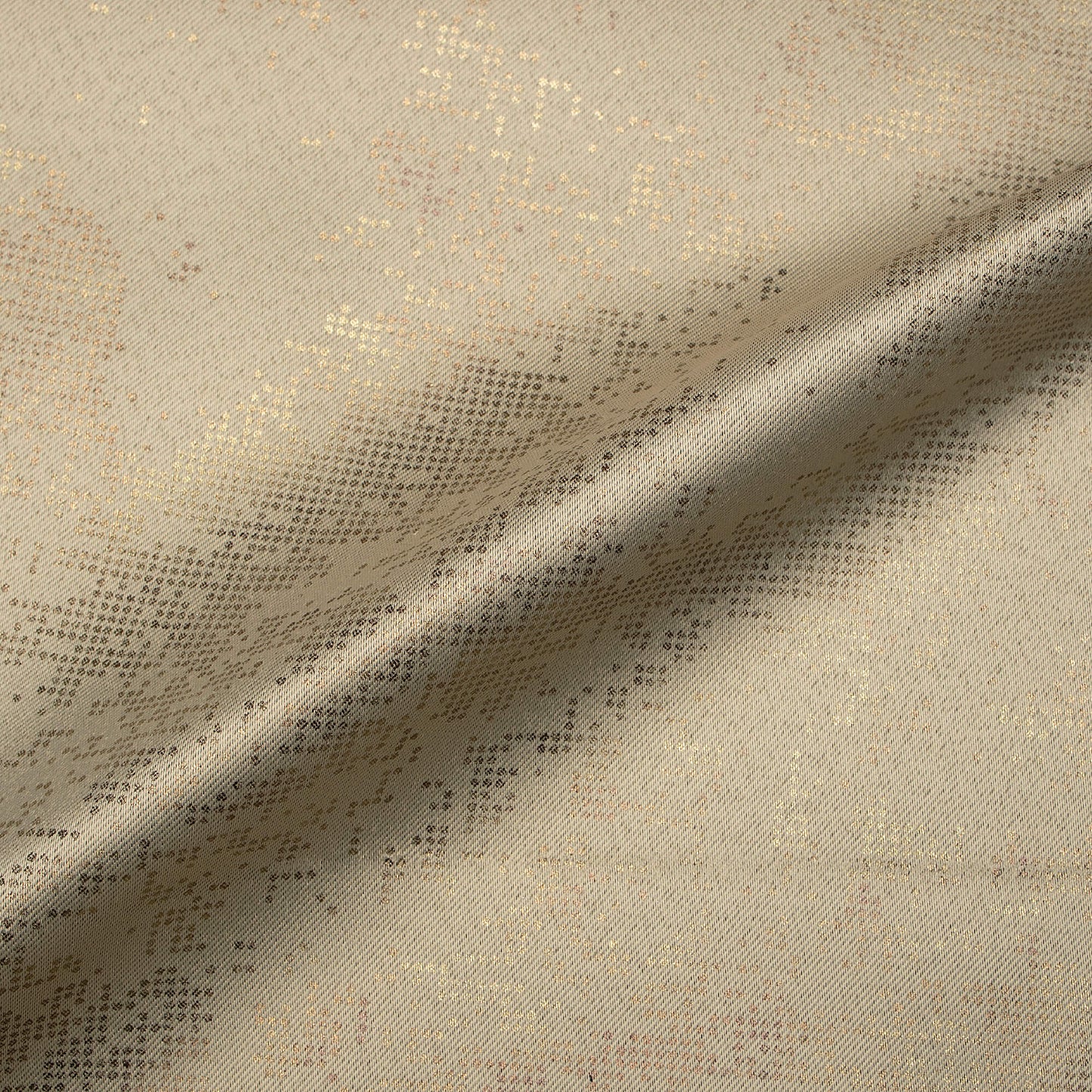 Oat Beige Golden Dots Geometric Pattern Premium Curtain Fabric (Width 54 Inches)