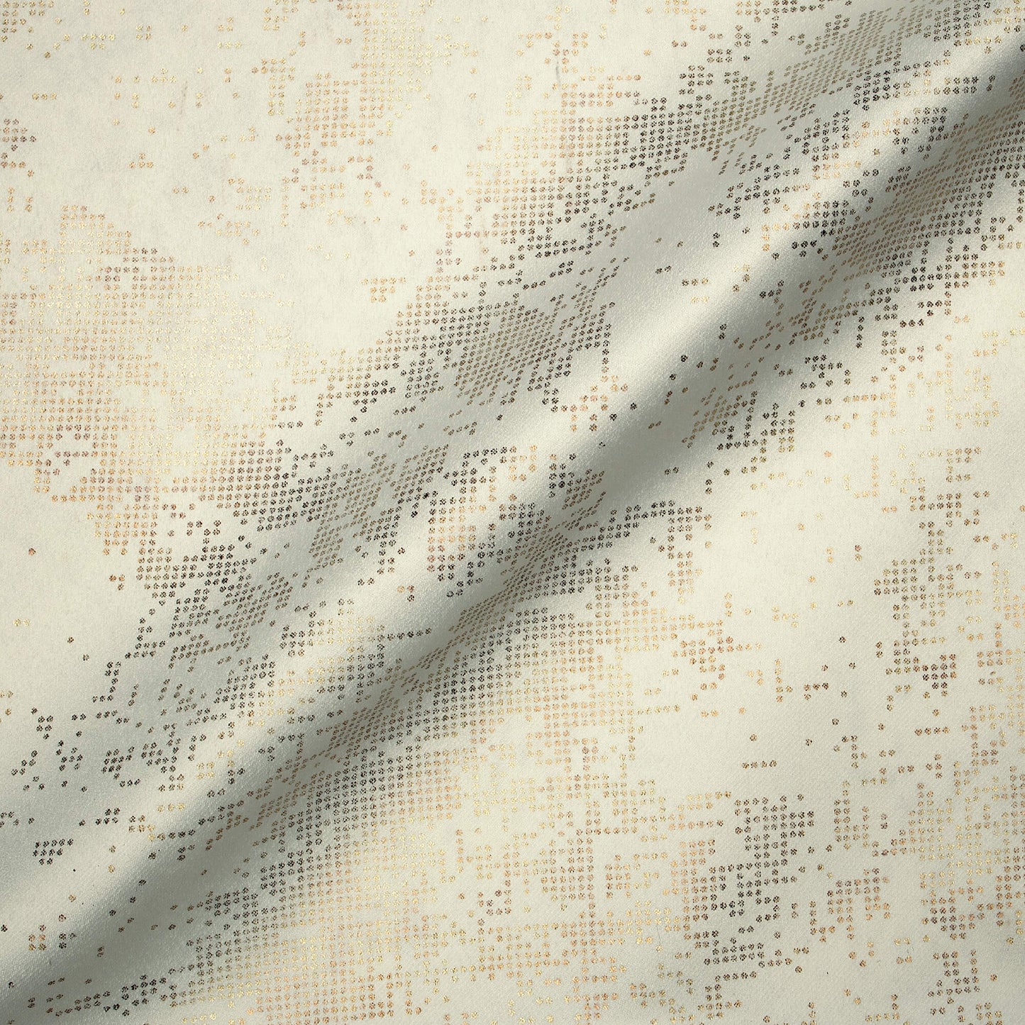 White Golden Dots Geometric Pattern Premium Curtain Fabric (Width 54 Inches)