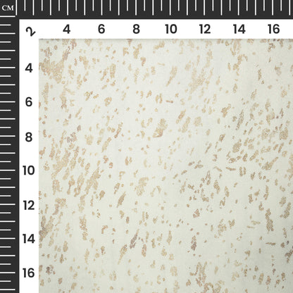 White Abstract Pattern Golden Foil Premium Curtain Fabric (Width 54 Inches)