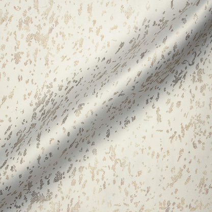White Abstract Pattern Golden Foil Premium Curtain Fabric (Width 54 Inches)