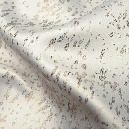 White Abstract Pattern Golden Foil Premium Curtain Fabric (Width 54 Inches)
