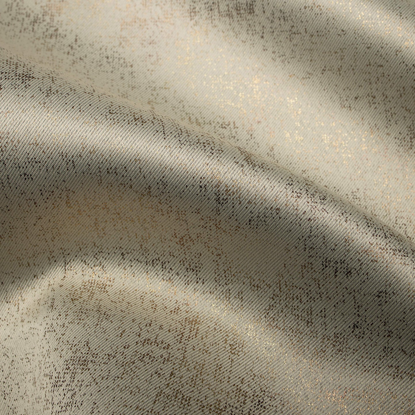Tan Beige Geometric Pattern Golden Foil Premium Curtain Fabric (Width 54 Inches)