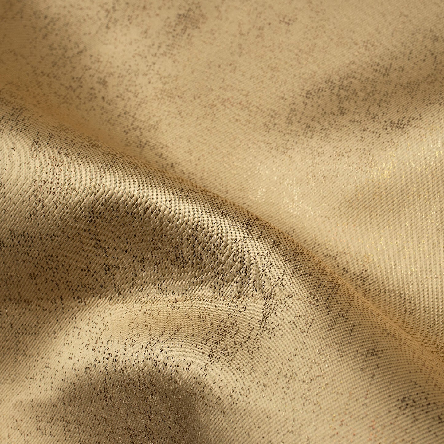 Granola Geometric Pattern Golden Foil Premium Curtain Fabric (Width 54 Inches)