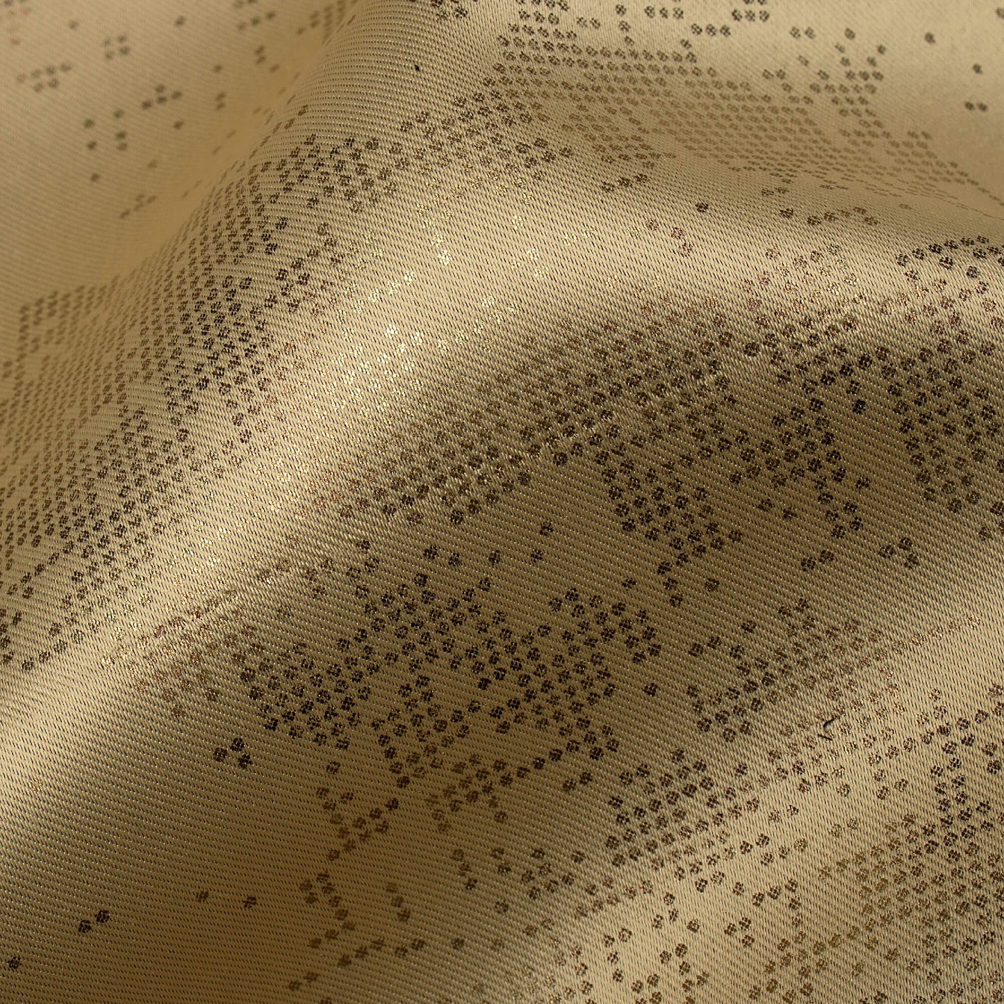 Granola Golden Dots Geometric Pattern Premium Curtain Fabric (Width 54 Inches)