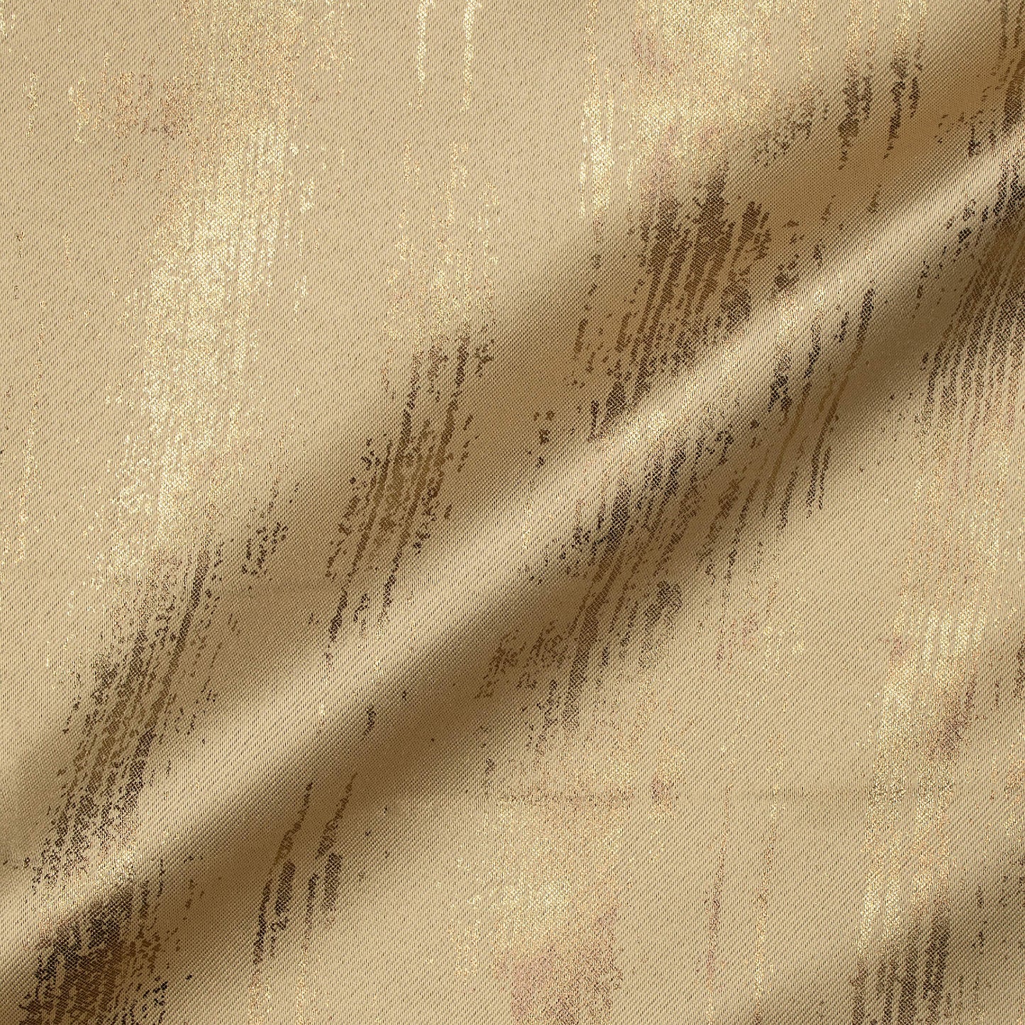 Granola Texture Pattern Golden Foil Premium Curtain Fabric (Width 54 Inches)