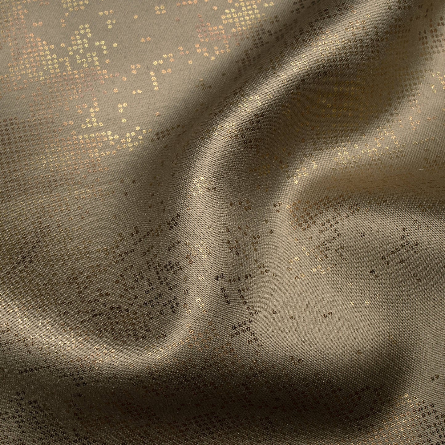 Sandrift Grey Golden Dots Geometric Pattern Premium Curtain Fabric (Width 54 Inches)