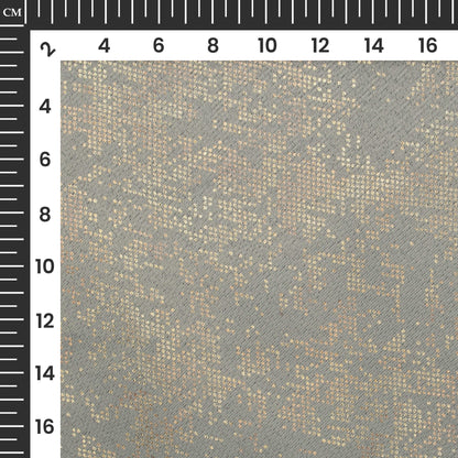 Lead Grey Golden Dots Geometric Pattern Premium Curtain Fabric (Width 54 Inches)