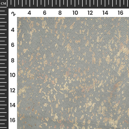 Lead Grey Abstract Pattern Golden Foil Premium Curtain Fabric (Width 54 Inches)