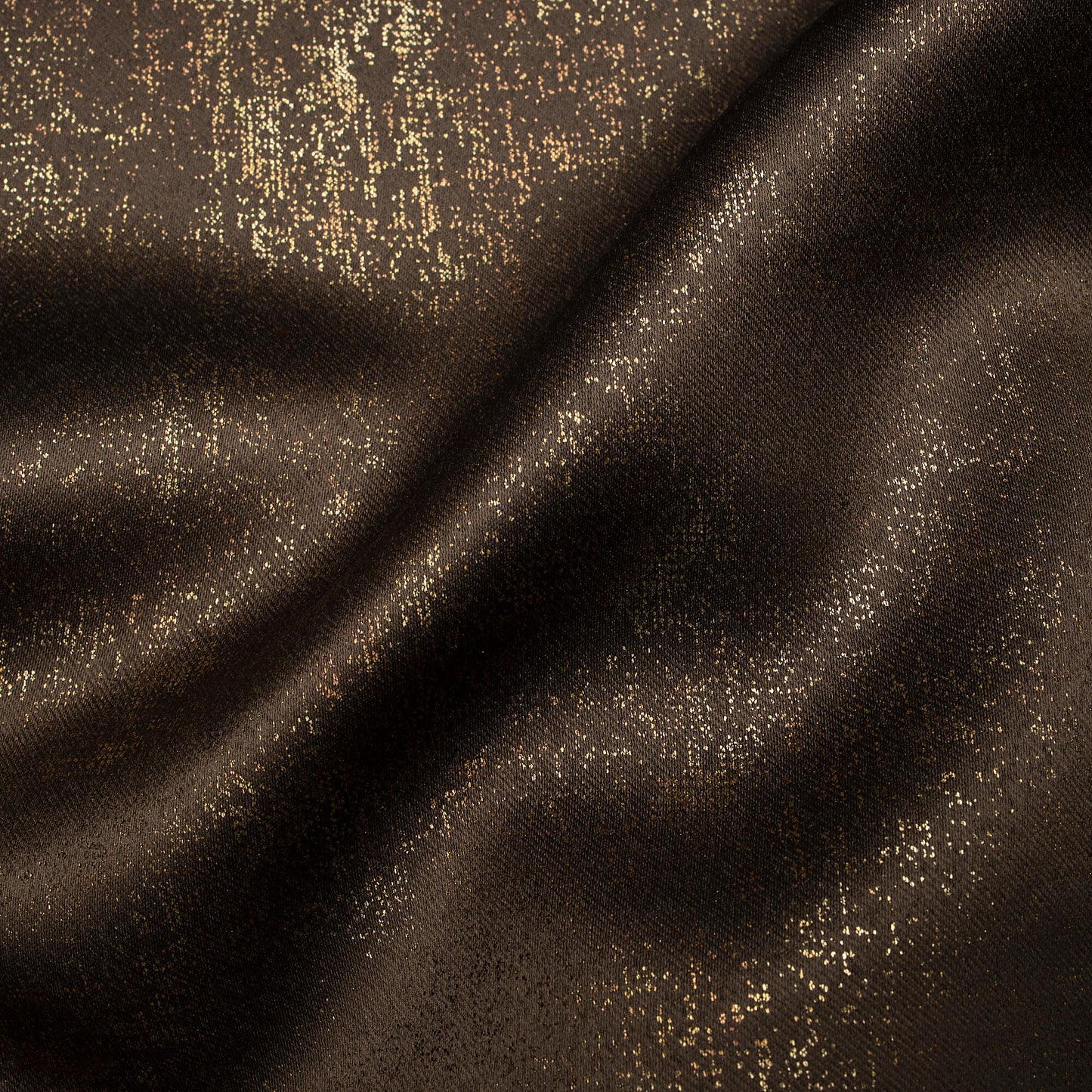 Spice Brown Geometric Pattern Golden Foil Premium Curtain Fabric (Width 54 Inches)