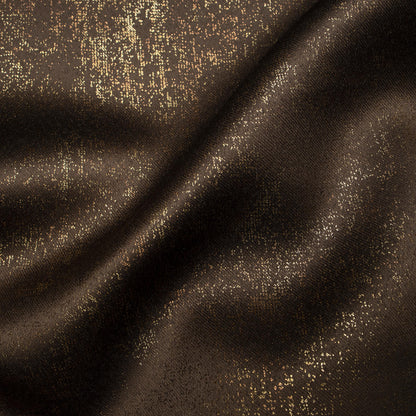 Spice Brown Geometric Pattern Golden Foil Premium Curtain Fabric (Width 54 Inches)