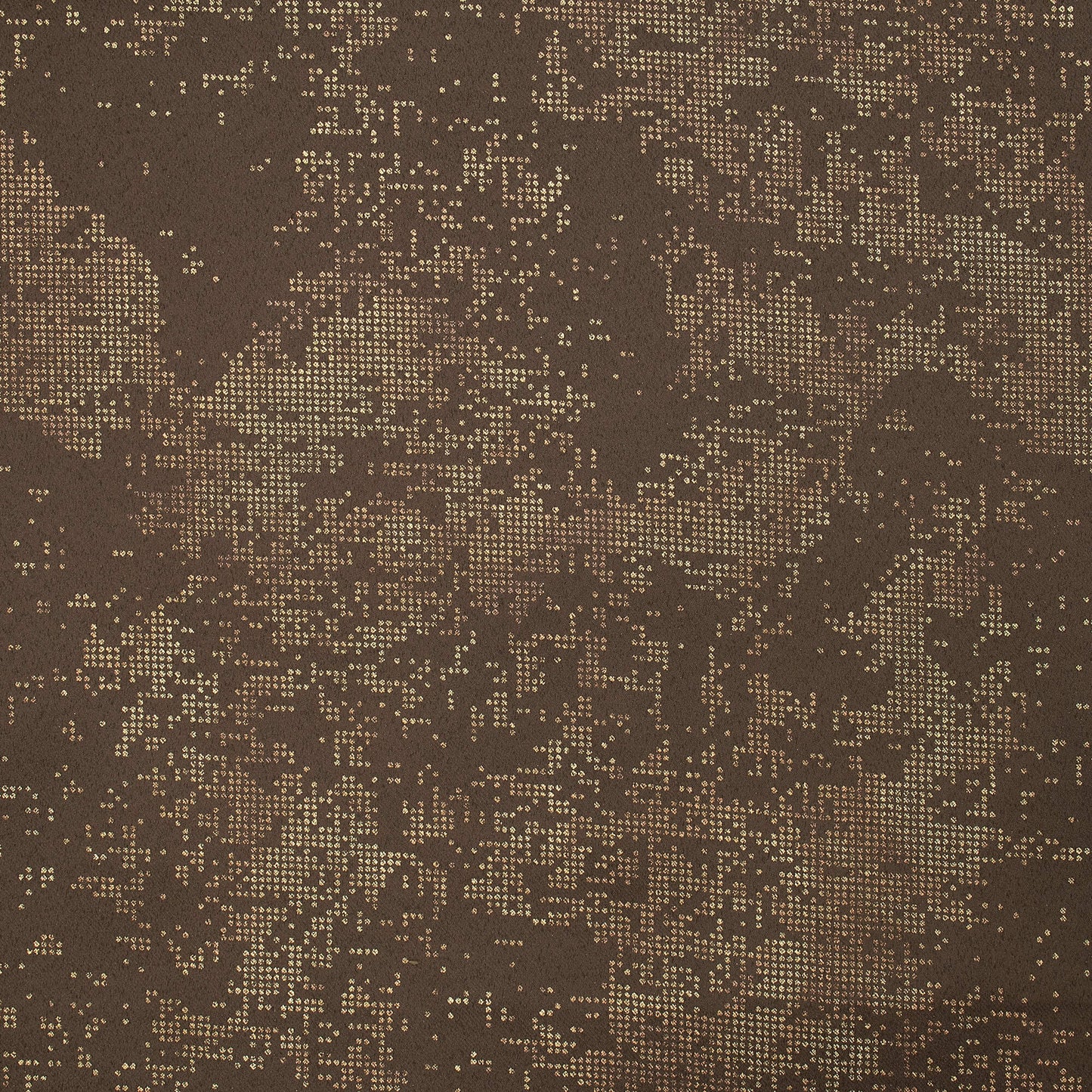 Spice Brown Golden Dots Geometric Pattern Premium Curtain Fabric (Width 54 Inches)