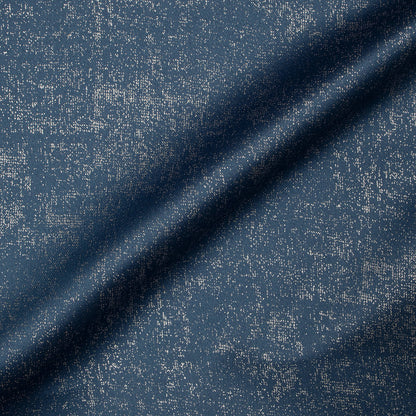 Cello Blue Geometric Pattern Silver Foil Premium Curtain Fabric (Width 54 Inches)