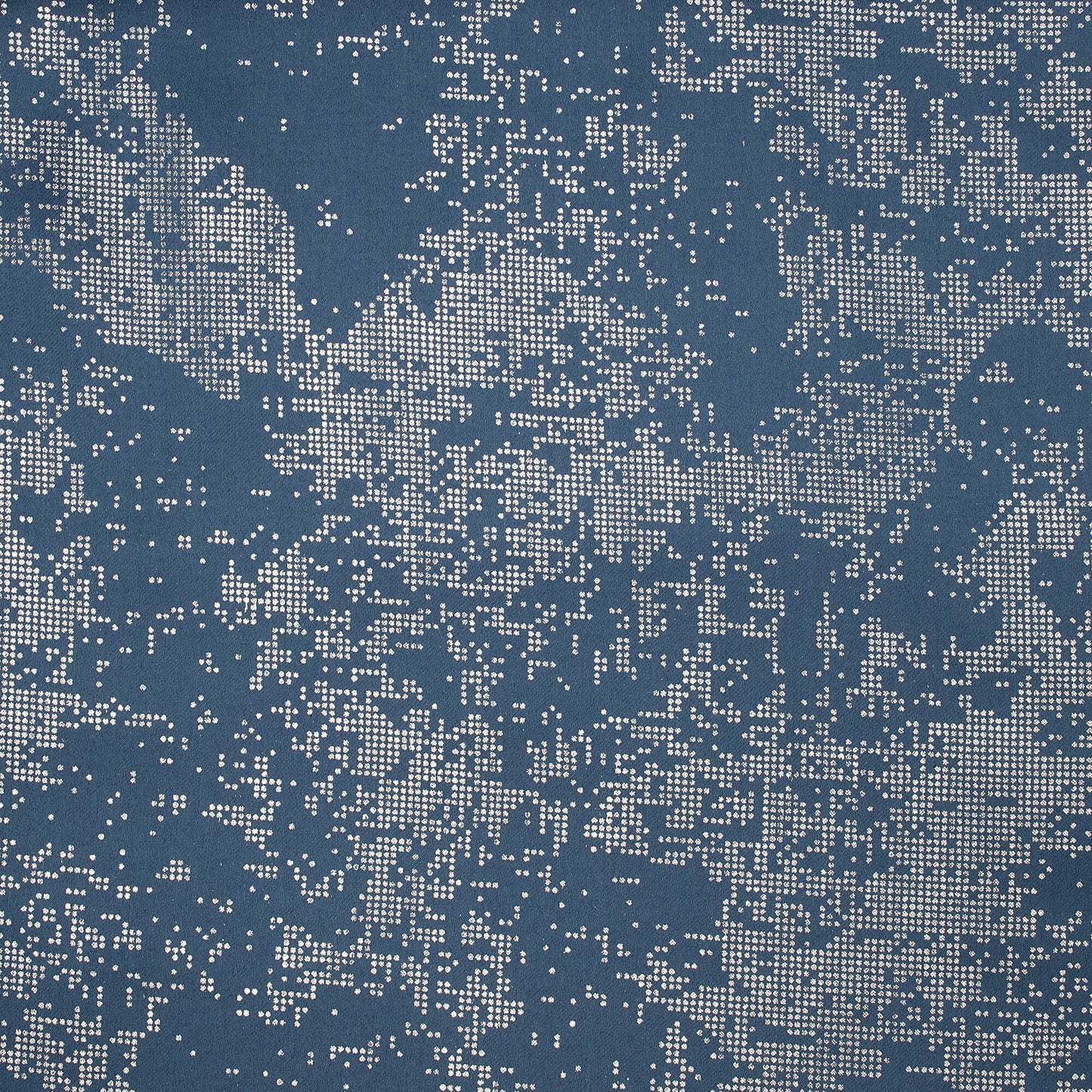 Cello Blue Silver Dots Geometric Pattern Premium Curtain Fabric (Width 54 Inches)