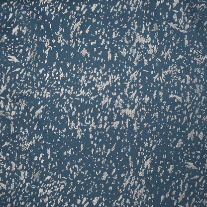 Cello Blue Abstract Pattern Silver Foil Premium Curtain Fabric (Width 54 Inches)