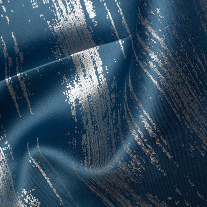 Cello Blue Texture Pattern Silver Foil Premium Curtain Fabric (Width 54 Inches)