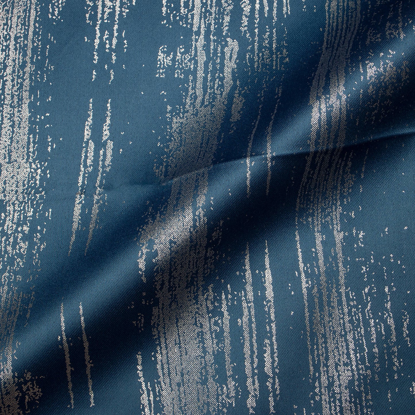 Cello Blue Texture Pattern Silver Foil Premium Curtain Fabric (Width 54 Inches)