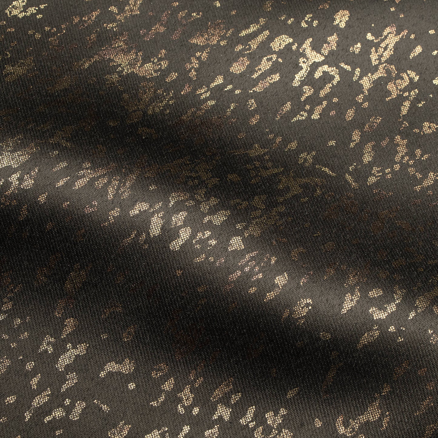 Metallic Brown Abstract Pattern Golden Foil Premium Curtain Fabric (Width 54 Inches)