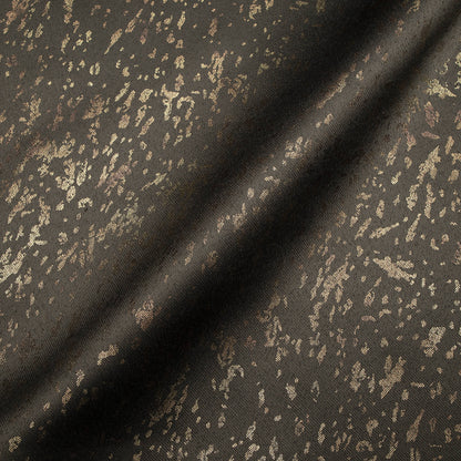 Metallic Brown Abstract Pattern Golden Foil Premium Curtain Fabric (Width 54 Inches)
