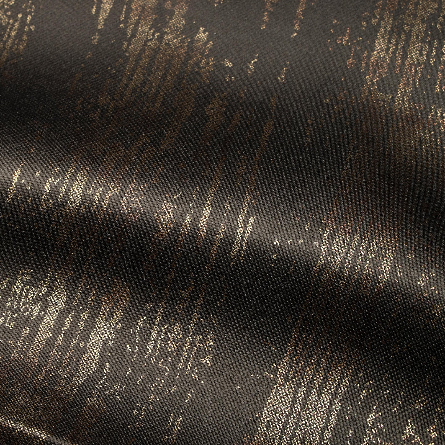 Metallic Brown Texture Pattern Golden Foil Premium Curtain Fabric (Width 54 Inches)