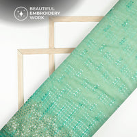 Emerald Green Thread And Sequins Daman Heavy Embroidery Work On Soft Net Fabric