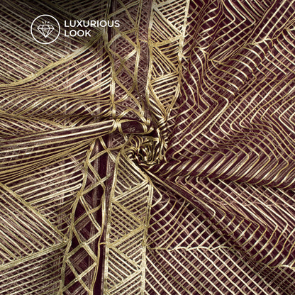 Wonderful Maroon Daman Embroidery Work On Soft Net Fabric