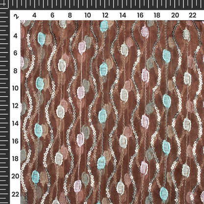 Elegant Sequins With Thread Butta Work Embroidery On Organza Fabric