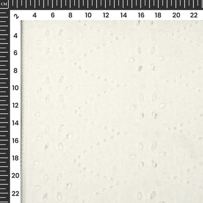 White Premium Schiffli Embroidery Dyeable Cotton Fabric (Width 52 Inches)