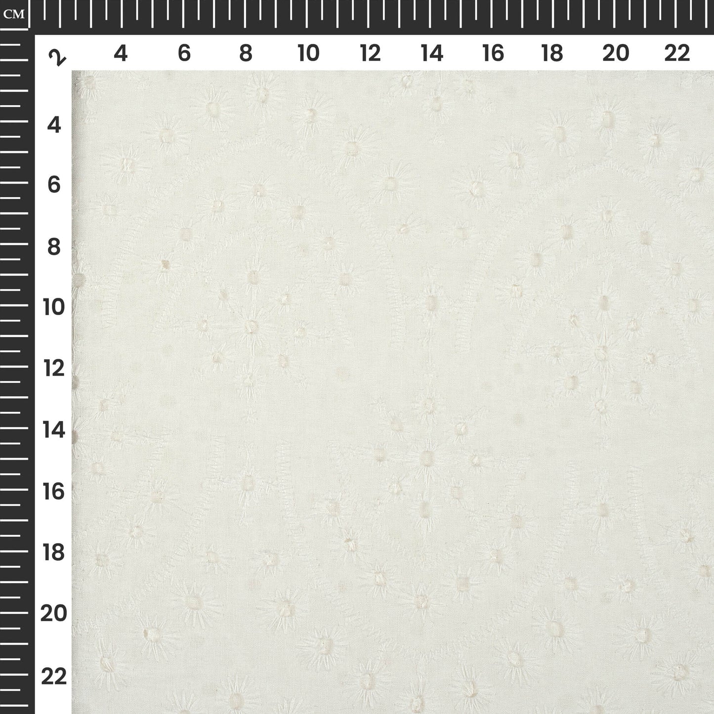 Scales White Premium Schiffli Embroidery Dyeable Cotton Fabric (Width 52 Inches)