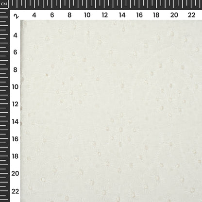 Scales White Premium Schiffli Embroidery Dyeable Cotton Fabric (Width 52 Inches)