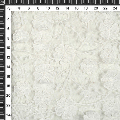 Beautiful Floral Premium Embroidery On Soft Net Fabric (Width 52 Inches)