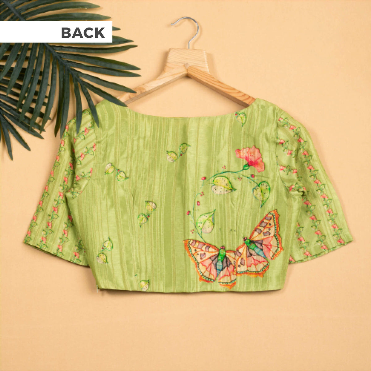 Leaf Printed Sweetheart Neck Blouse