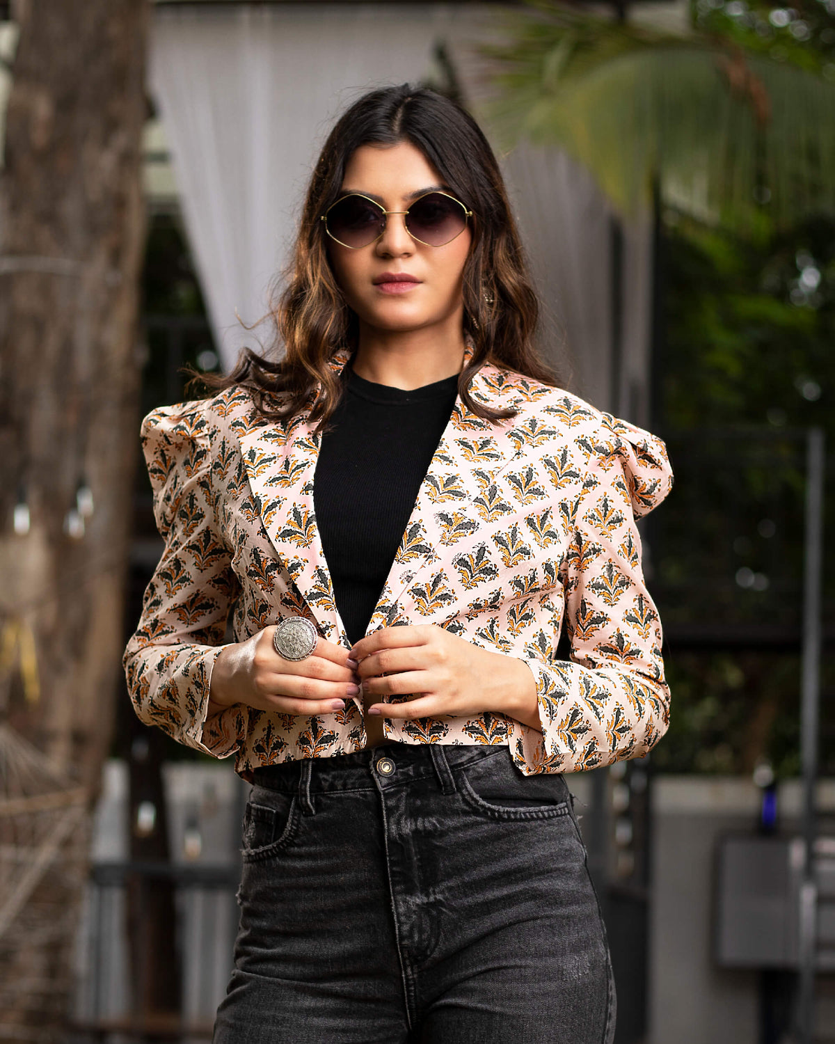 Floral Puff Sleeve Jacket