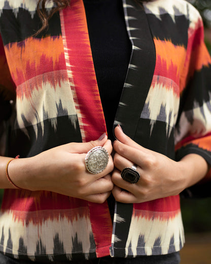 Chevron Ikkat Kimono Jacket