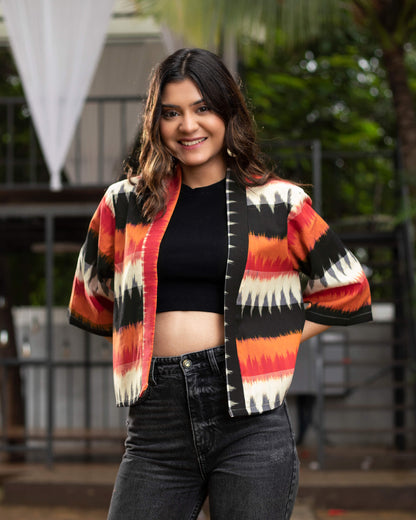 Chevron Ikkat Kimono Jacket