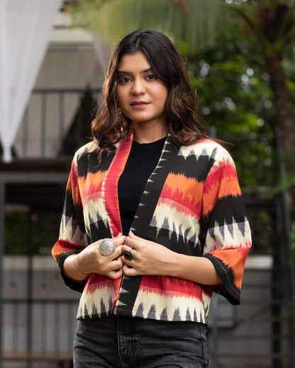 Chevron Ikkat Kimono Jacket