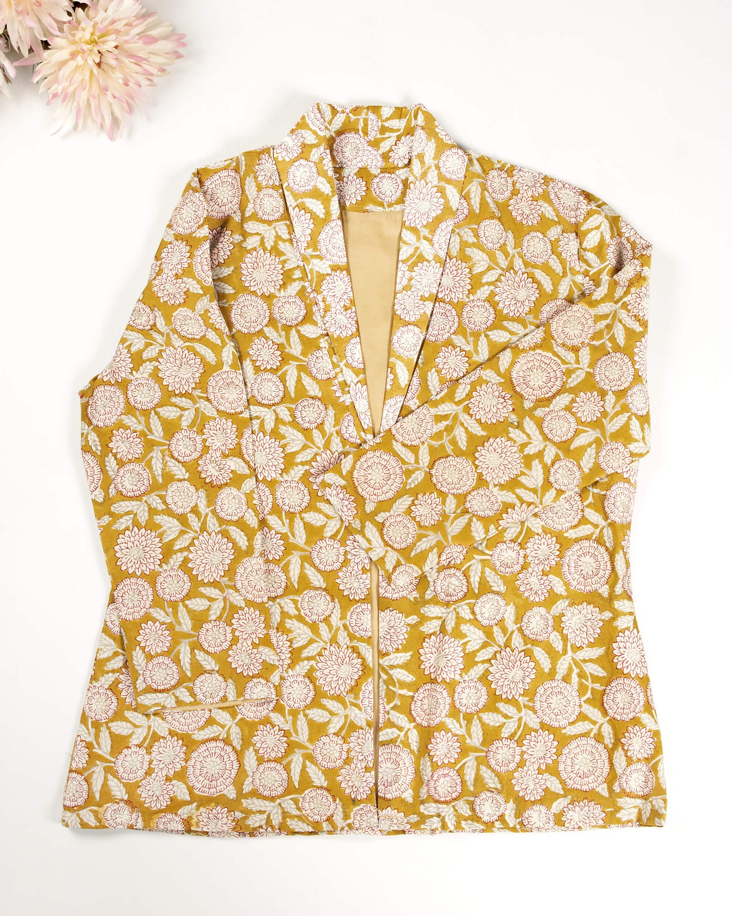 Handblock Floral Printed Kimono Jacket