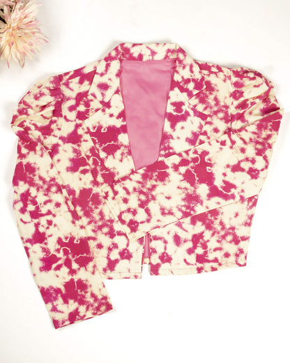 Women Tye And Dye Puff Sleeve Jacket
