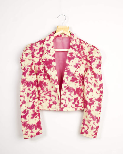 Women Tye And Dye Puff Sleeve Jacket
