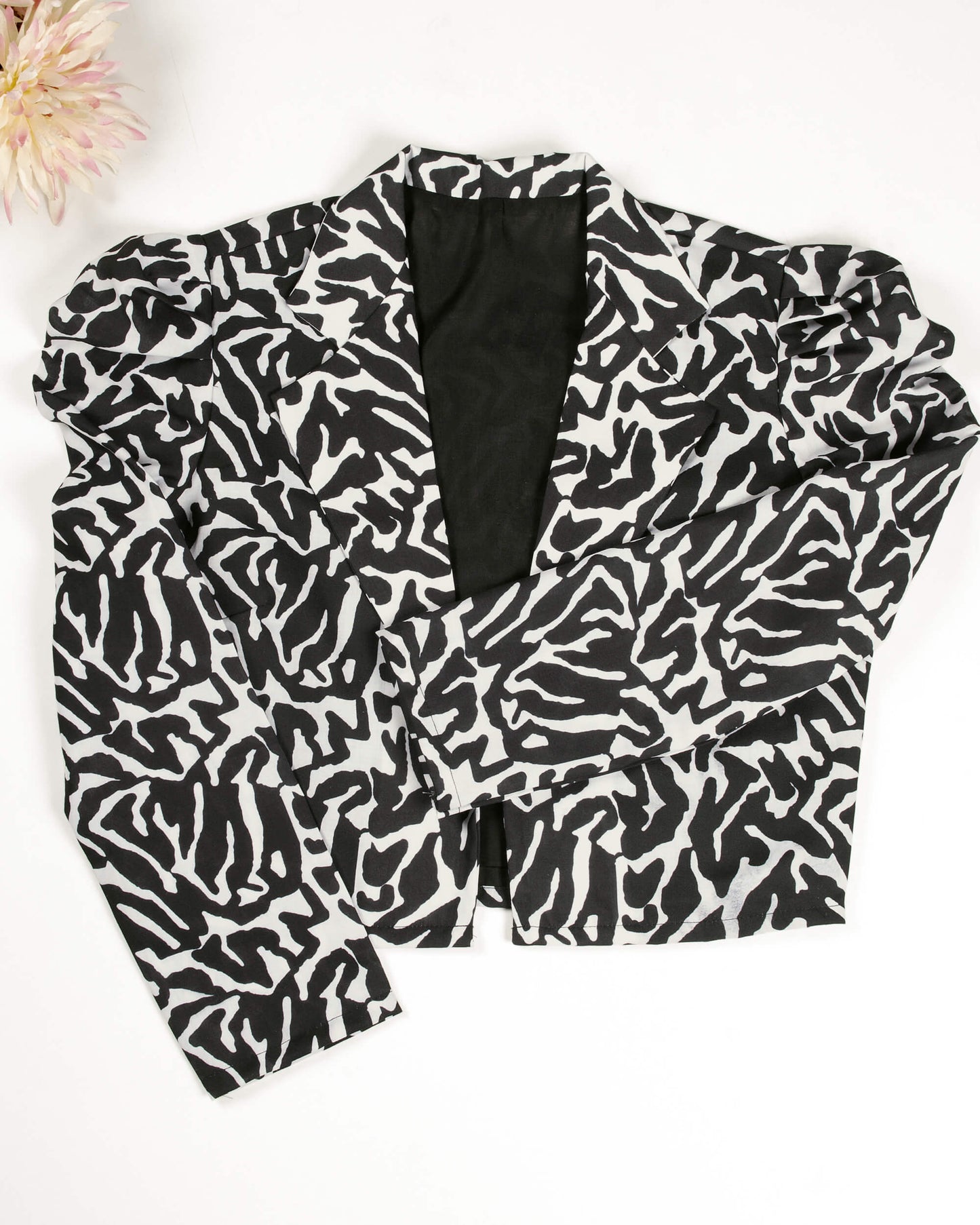 Zebra Printed Puff Sleeve Jacket